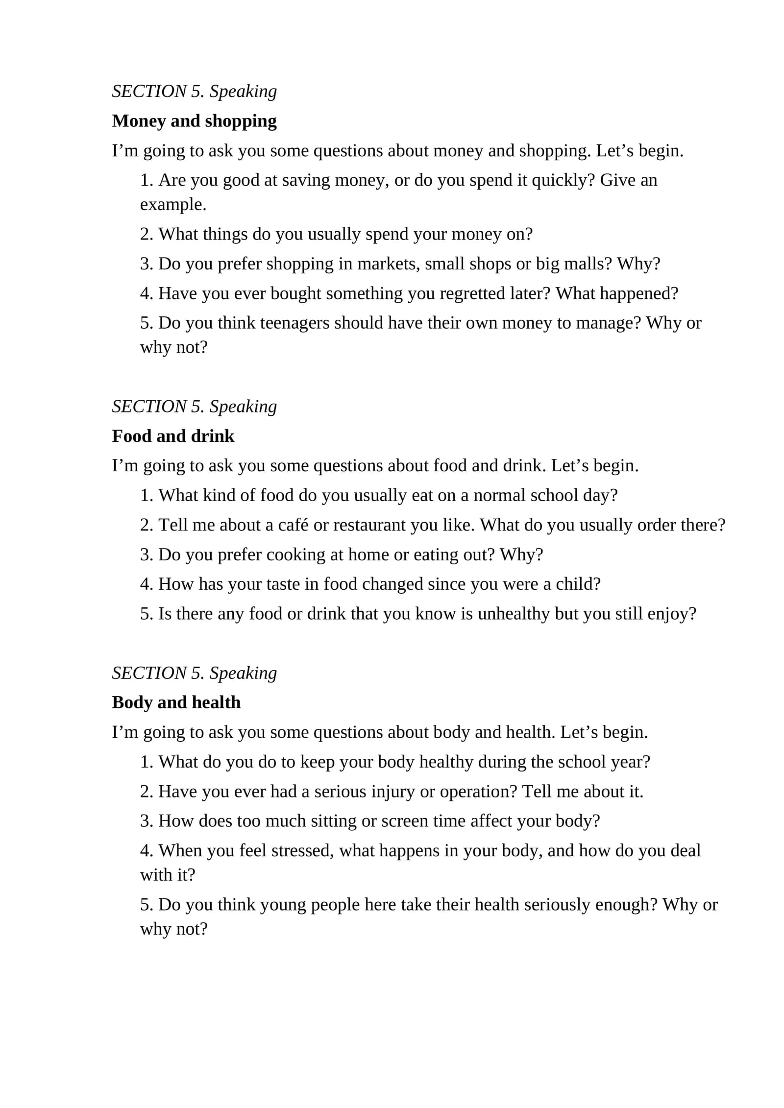 Body and health