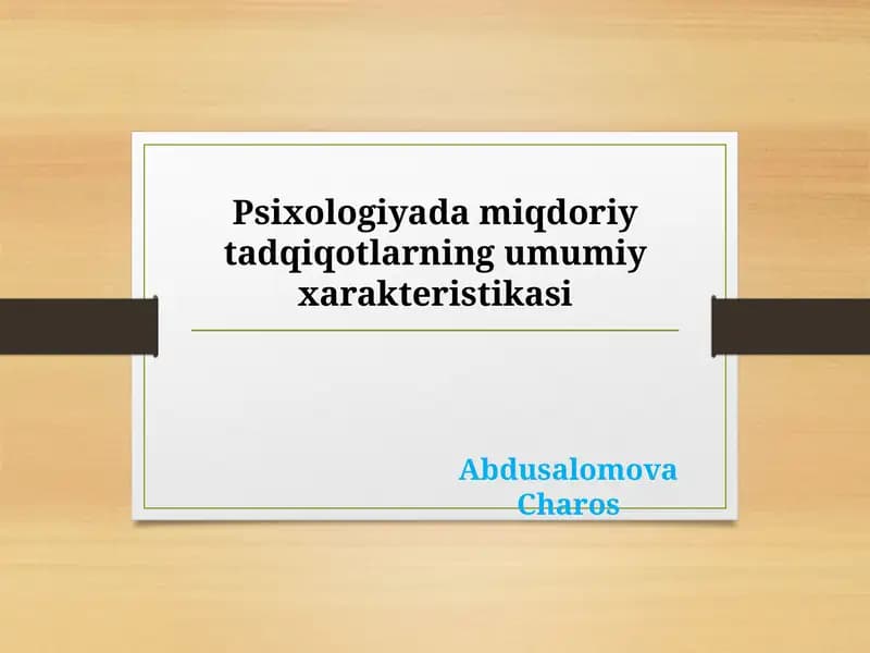 Psixologiyada miqdoriy tadqiqotlar