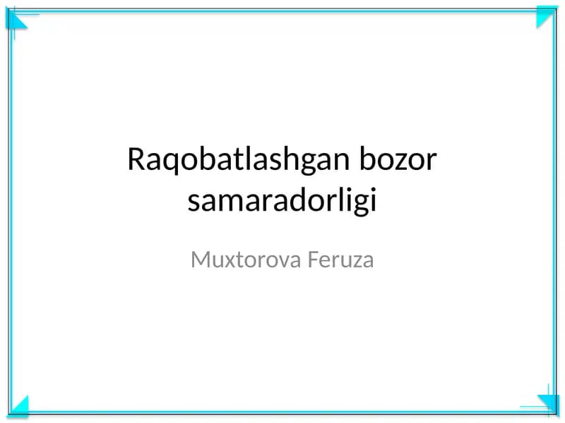 Raqobatlashgan bozor samaradorligi