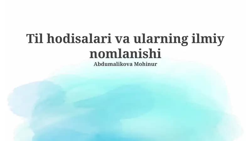 Til hodisalari va ularning ilmiy nomlanishi