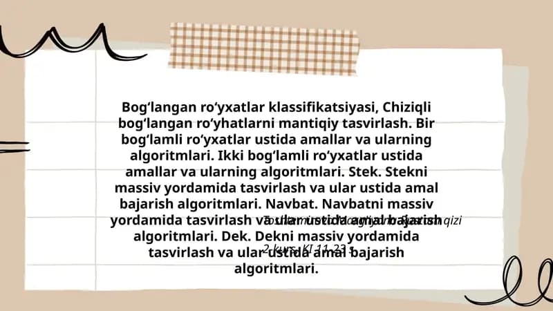 Bog‘langan ro‘yxatlar klassifikatsiyasi