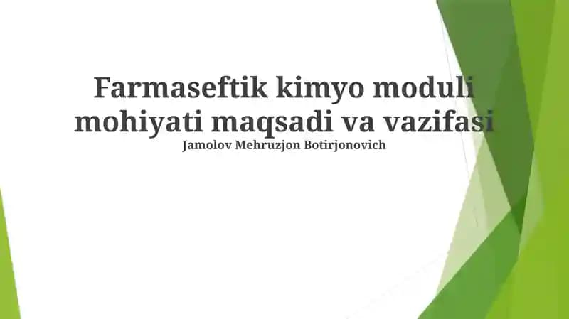 Farmaseftik kimyo moduli mohiyati