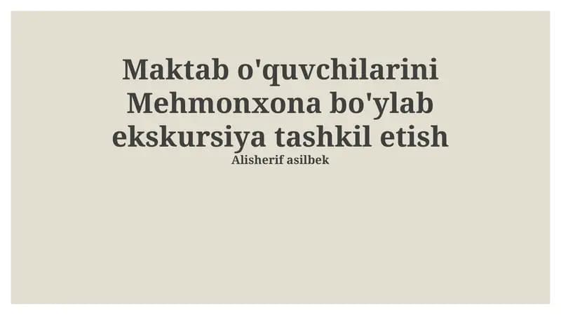 Mehmonxona bo'ylab ekskursiya tashkil etish