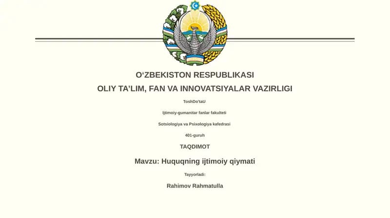 Huquqning Ijtimoiy Qiymati