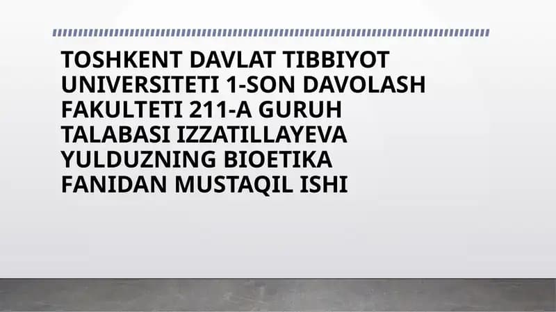SOG`LIQNI SAQLASH TIZIMING AYRIM SOHALARIDAGI ETIK MUAMMOLAR