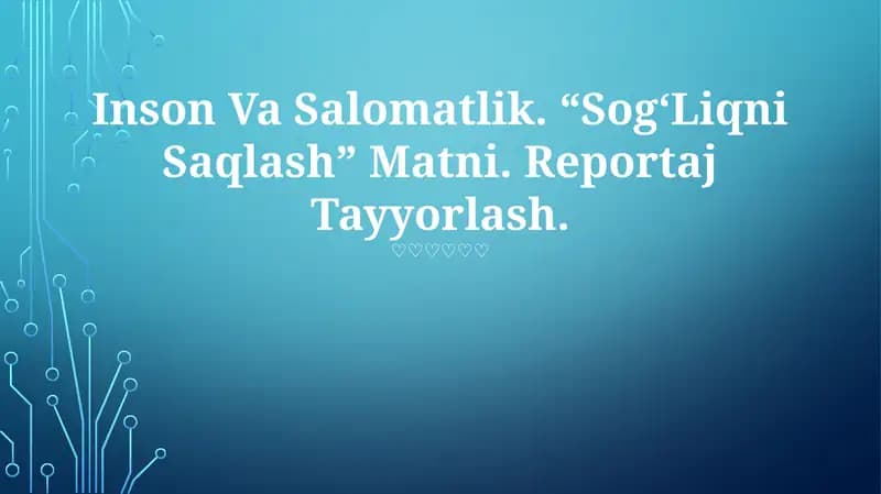 Sog'liqni Saqlash