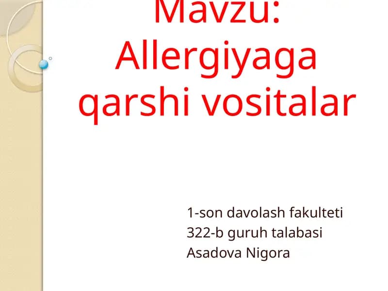 allergiyaga qarshi vositalar