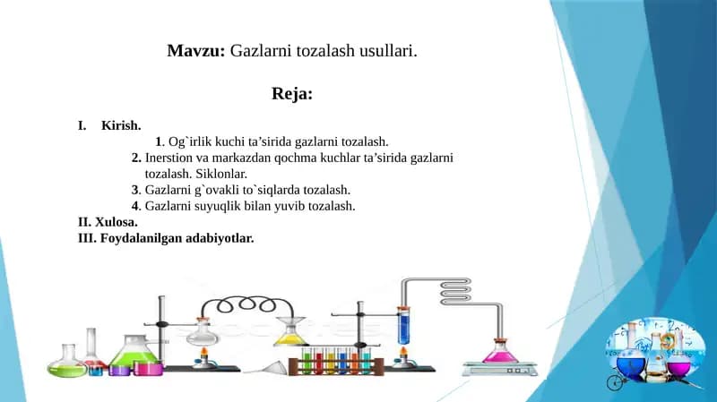 Mavzu:Gazlarnitozalashusullari