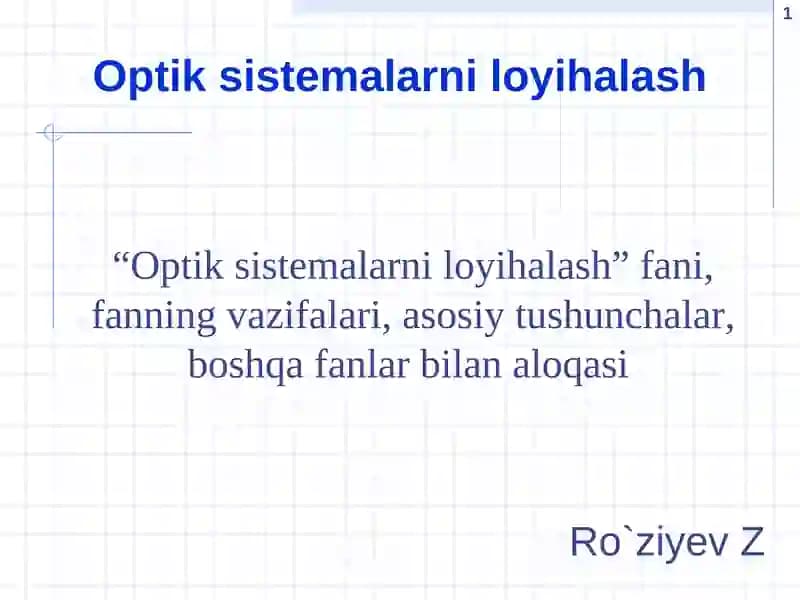 Optik sistemalarni loyihalash