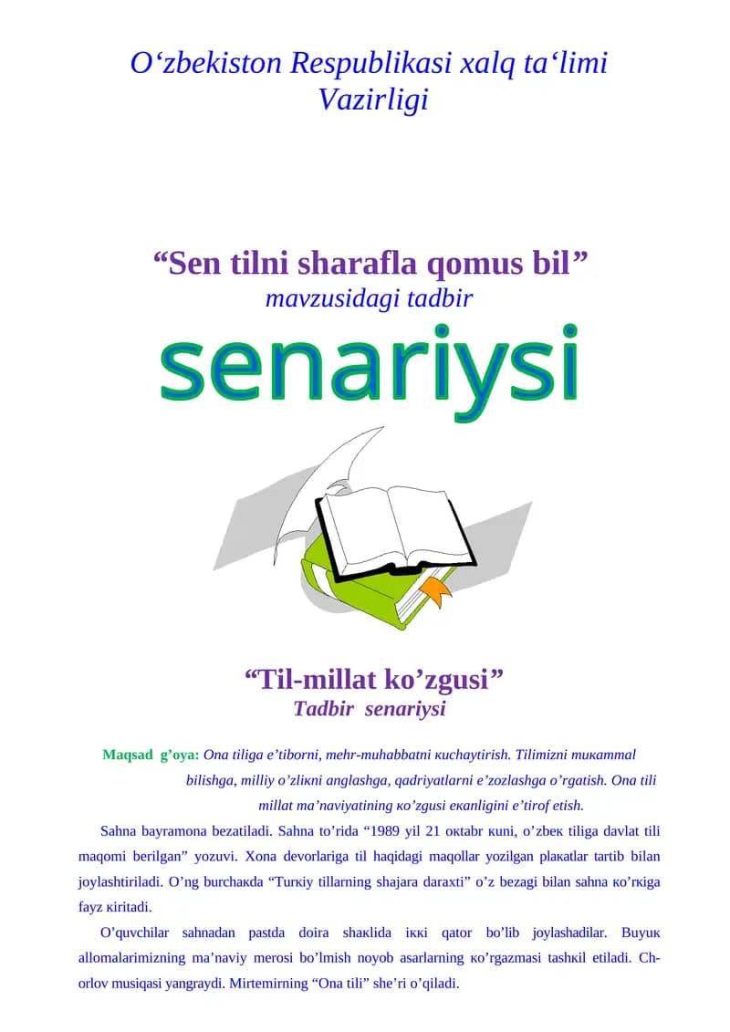 “Til-millat ko’zgusi” ssenariy