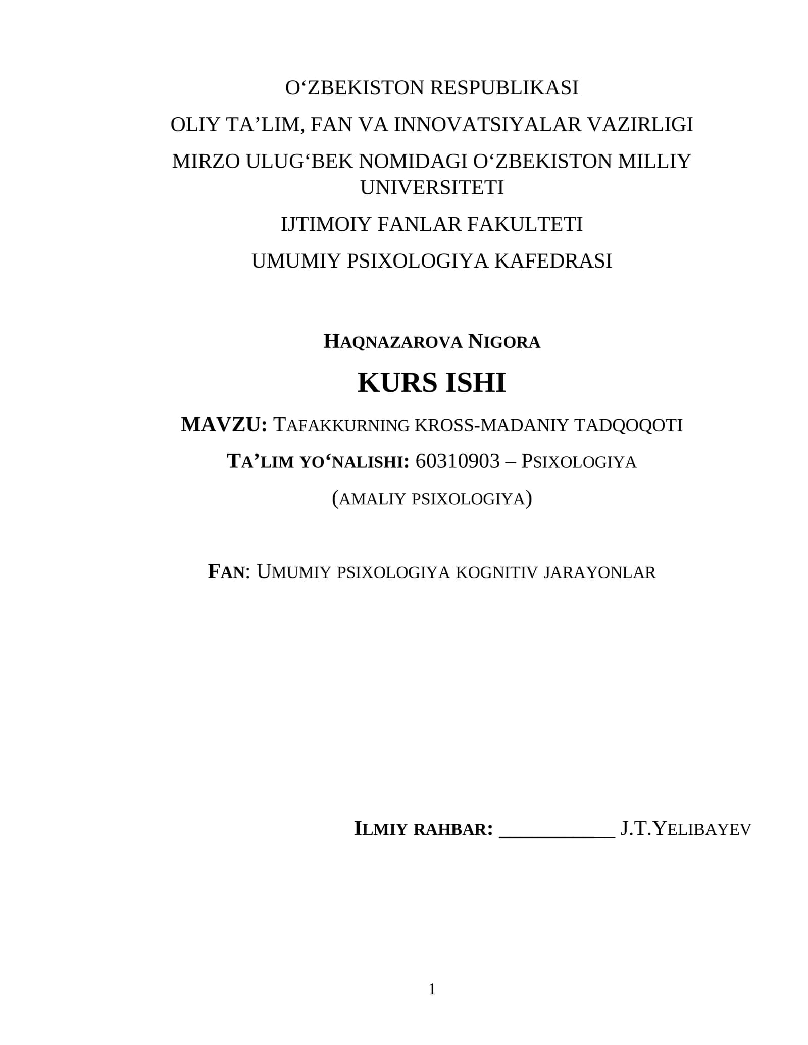 Tafakkurning KROSS-MADANIY TADQOQOTI