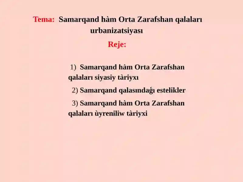 Samarqand hàm Orta Zarafshan qalaları siyasiy tàriyxı
