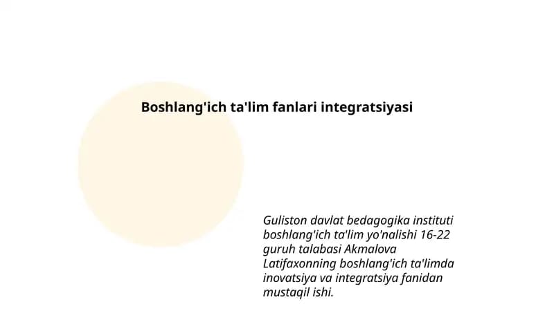 Boshlang'ich ta'lim fanlari integratsiyasi