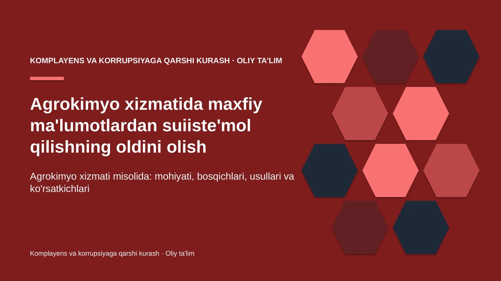 Agrokimyo xizmatida maxfiy ma'lumotlardan suiiste'mol qilishning oldini olish