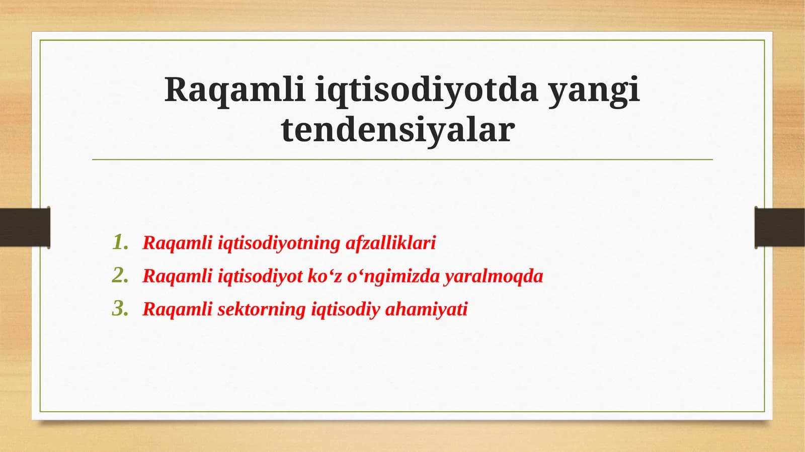 Raqamli iqtisodiyotda yangi tendensiyalar