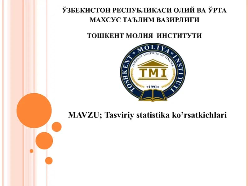 Tasviriy statistika ko’rsatkichlari