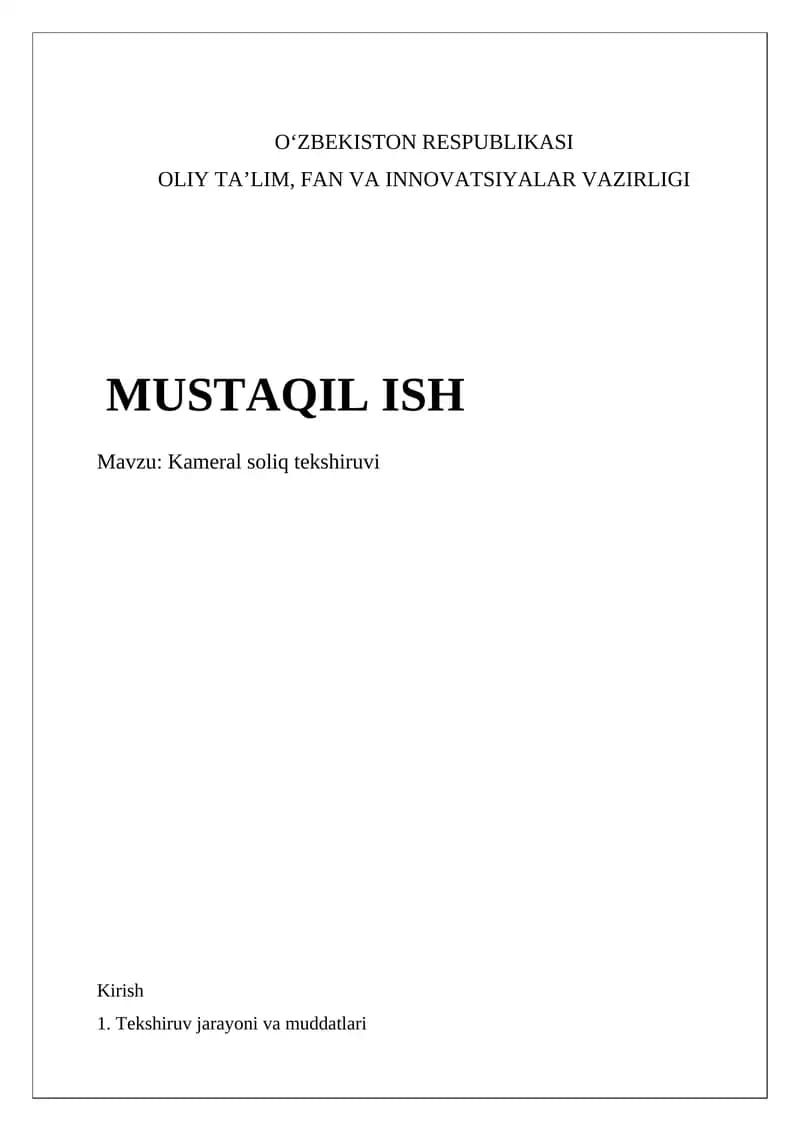 Kameral soliq tekshiruvi