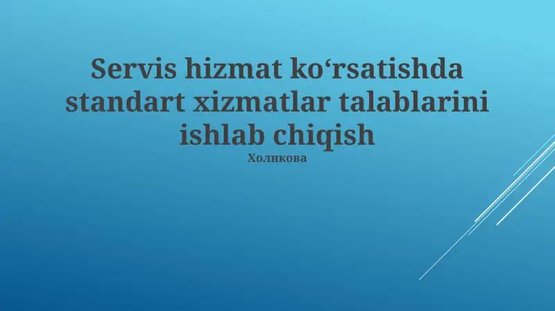 Xizmat Ko'rsatish Bitimlari Ta'rifi