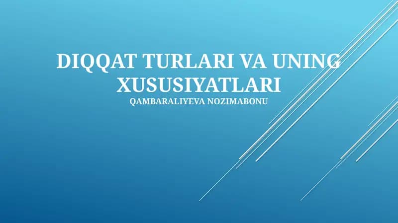 Diqqat tur va ularning xususiyatlari
