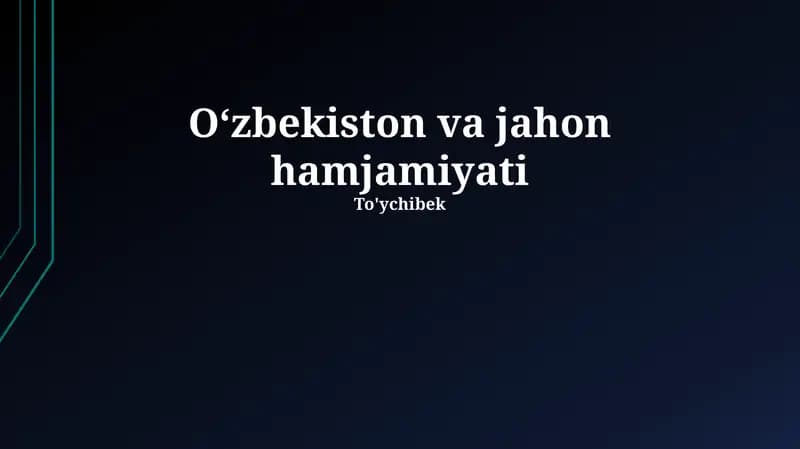 O'zbekiston va jahon hamjamiyati