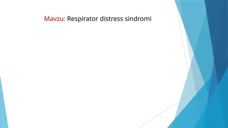 Respirator distress sindromi