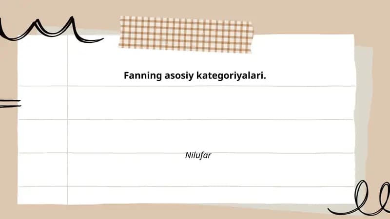 Fanning asosiy kategoriyalari.