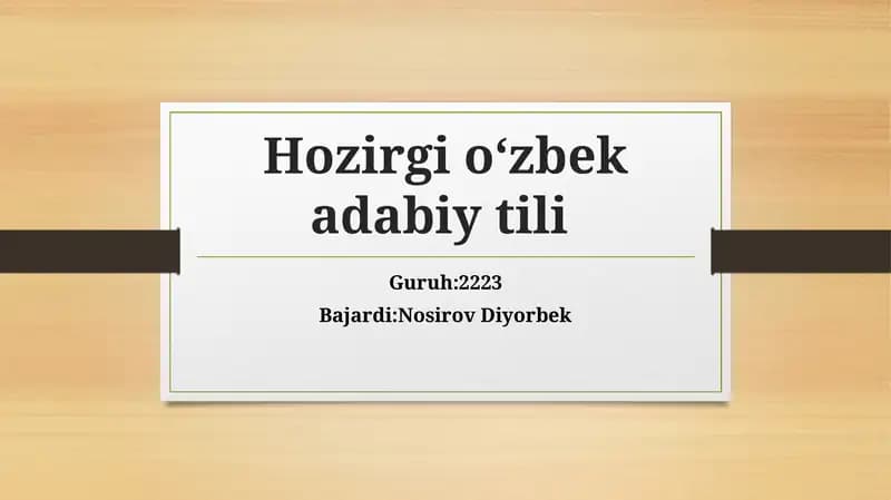 Grammatik Kategoriyalar