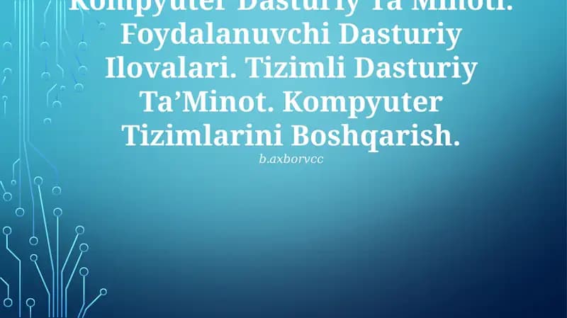 Kompyuter Dasturiy Ta’Minoti