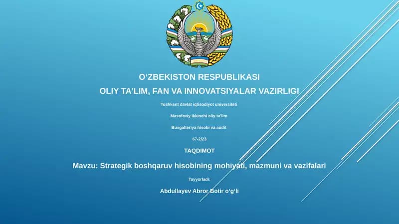 Strategik boshqaruv hisobi