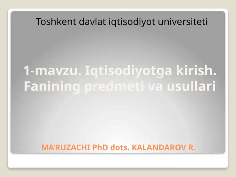 Iqtisodiyotga kirish