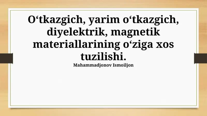 Yarimo'tkazgichlarning elektron tuzilishi