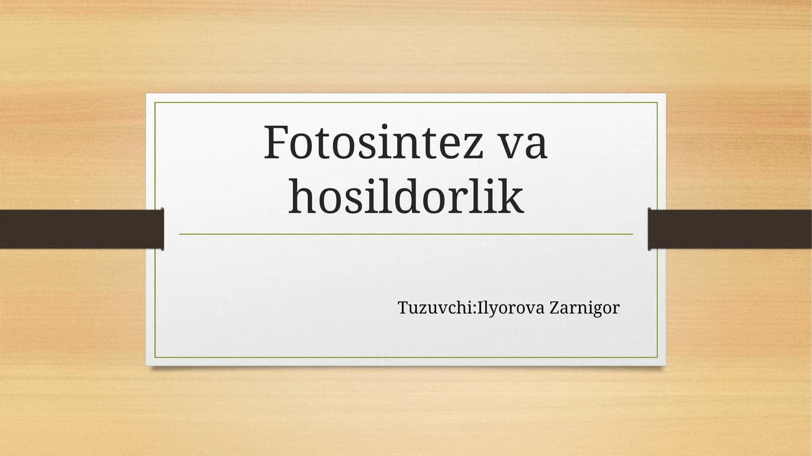 Fotosintez va hosildorlik