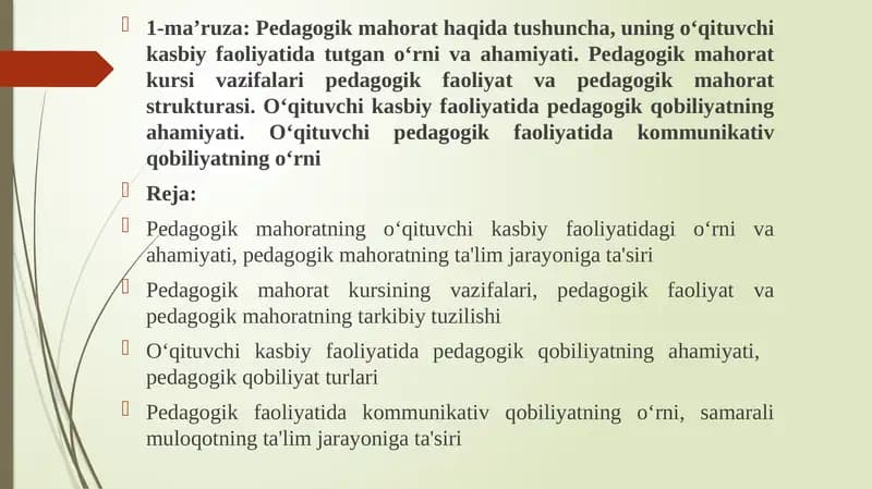 Pedagogik mahorat kursi