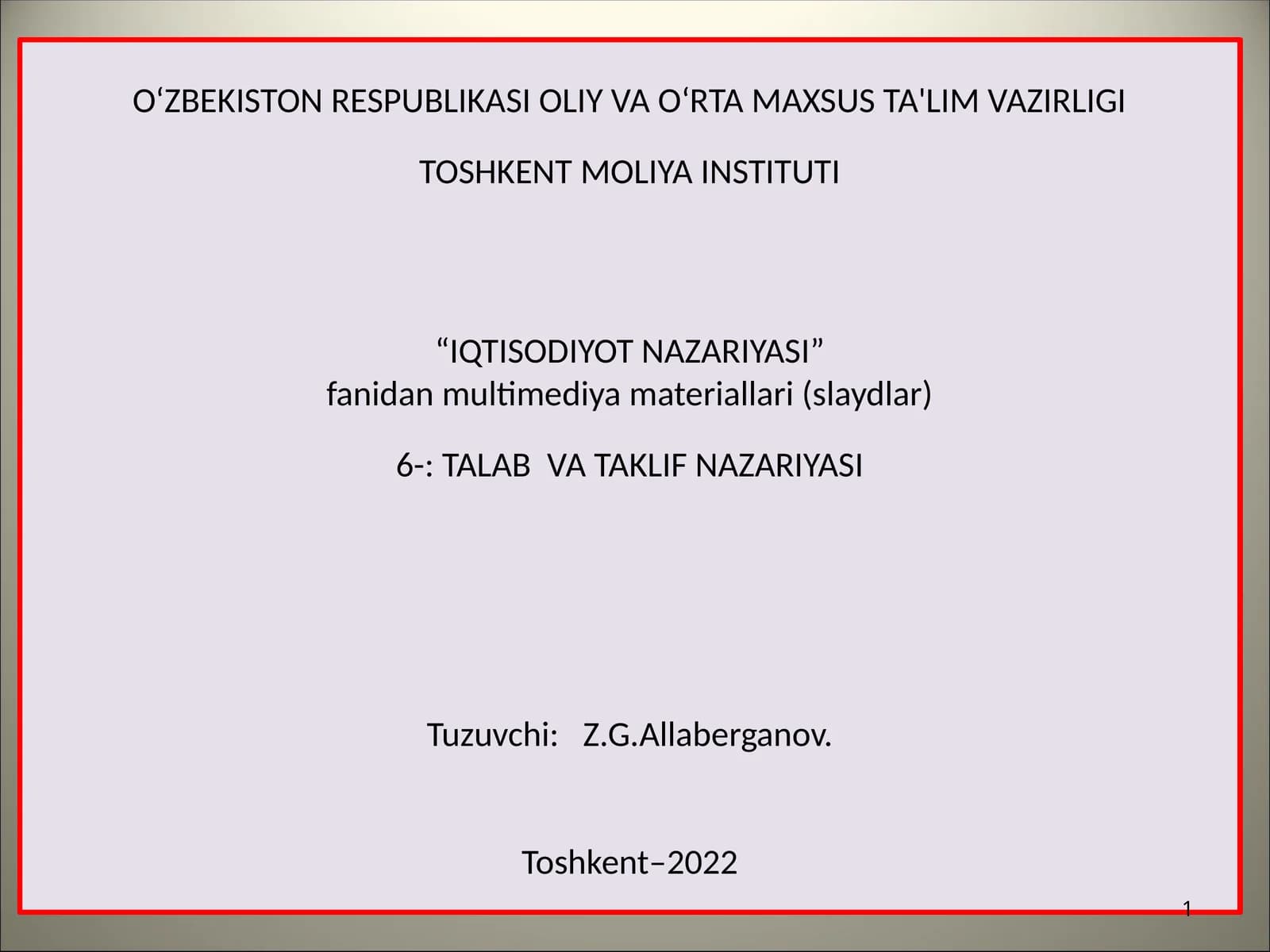 TALAB VA TAKLIF NAZARIYASI