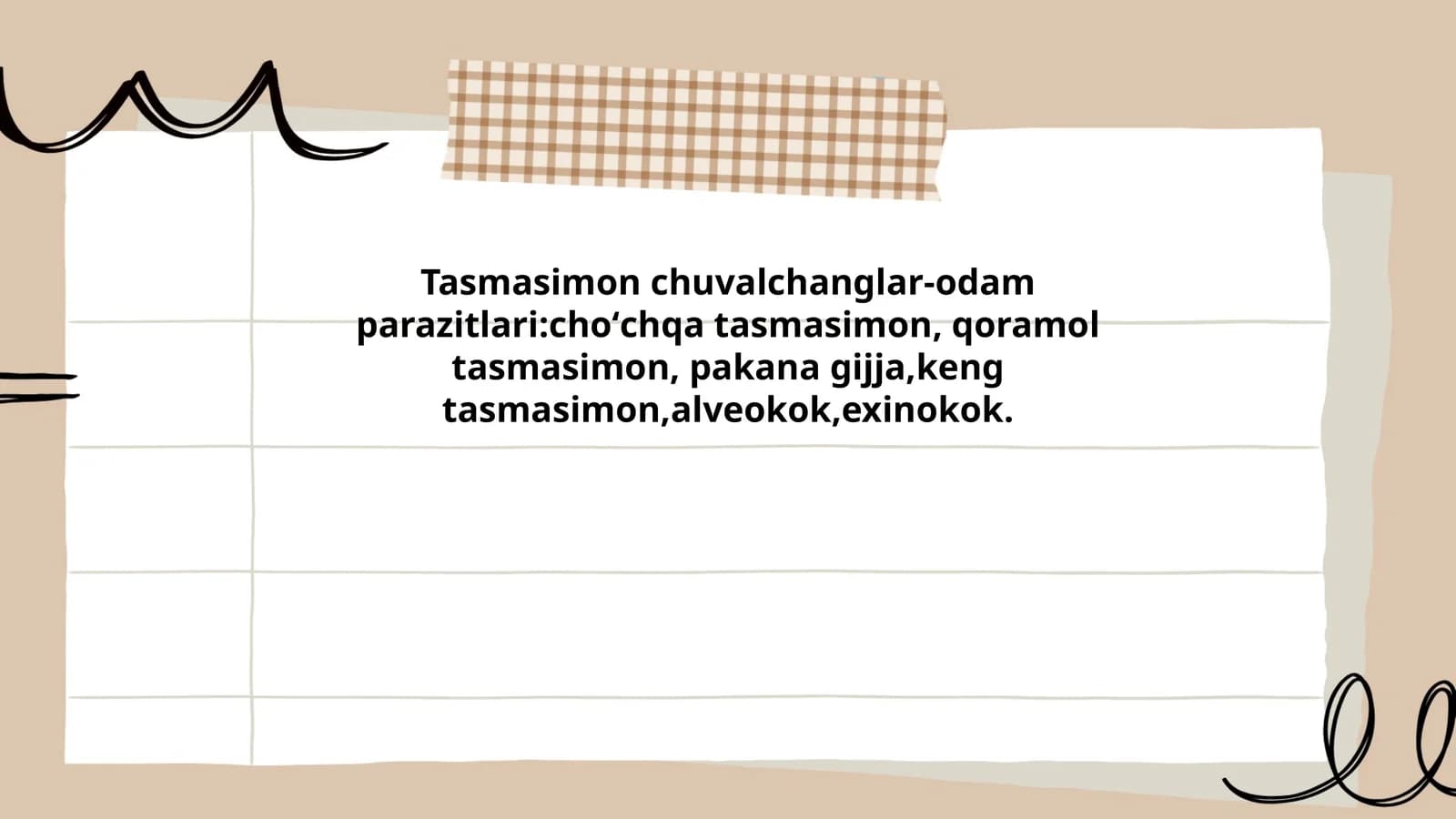 Tasmasimon chuvalchanglar-odam parazitlari