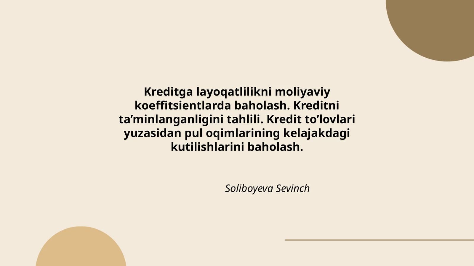 Kreditga layoqatlilikni moliyaviy