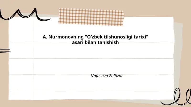 "O‘zbek tilshunosligi tarixi"