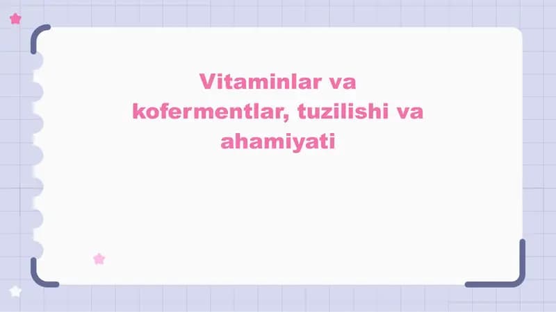 vitaminlar va kofermentlar