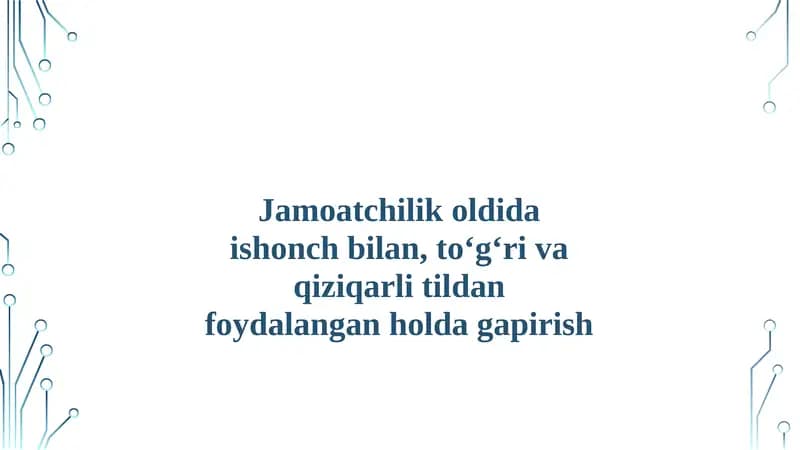 Jamoatchilik Oldida Ishonch Bilan Nutq So'zlash San'ati