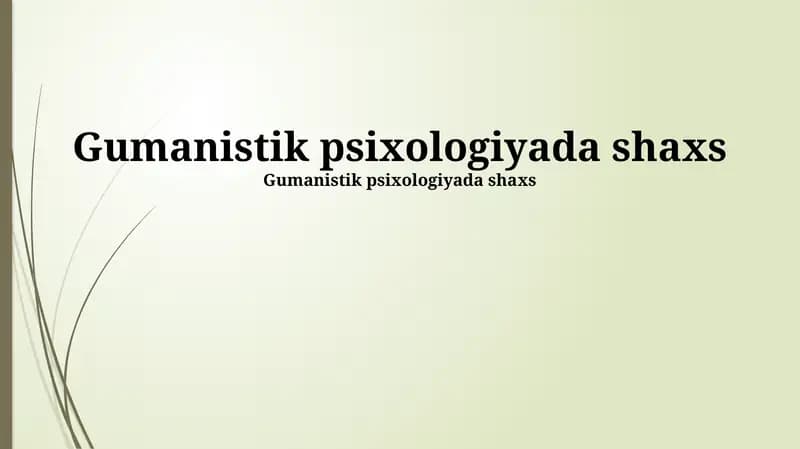 Gumanistik psixologiyada shaxs