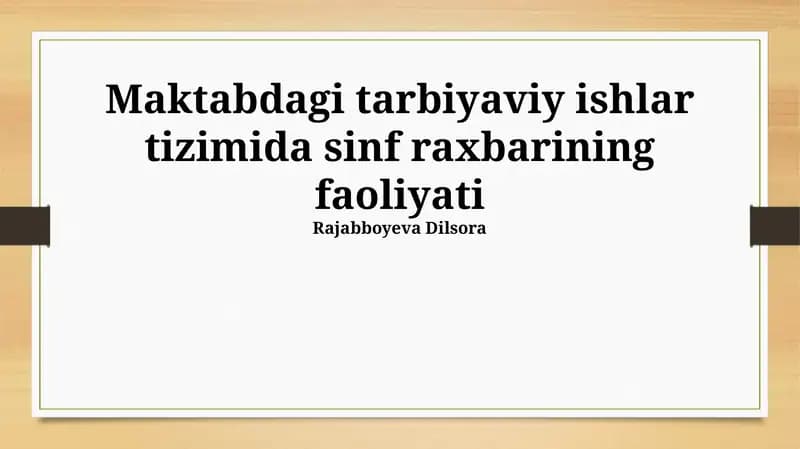 Sinf rahbarining faoliyati