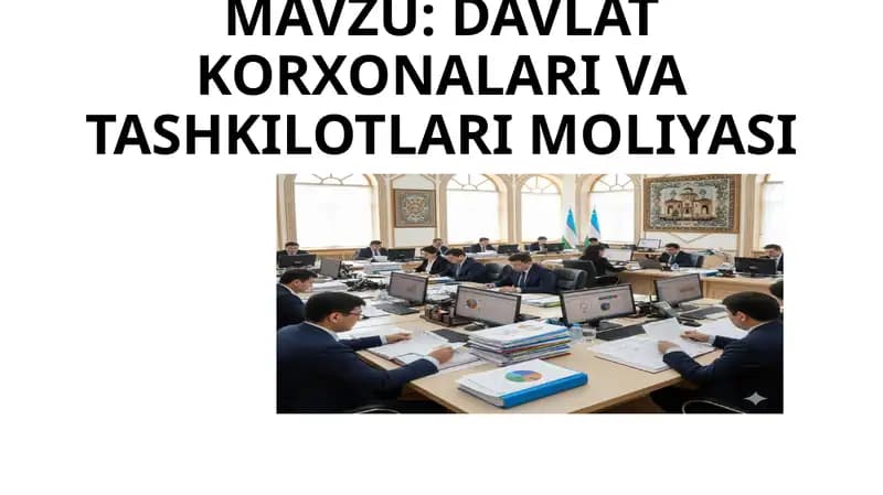 DAVLAT KORXONALARI V A TASHKILOTLARI MOLIYASI