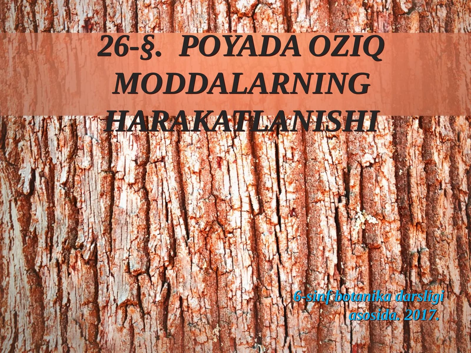 6-sinf Botanika Poyada oziq moddalarning harakatlanishi