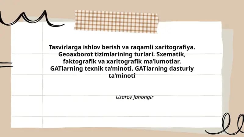 Tasvirlarga ishlov berish va raqamli xaritografiya