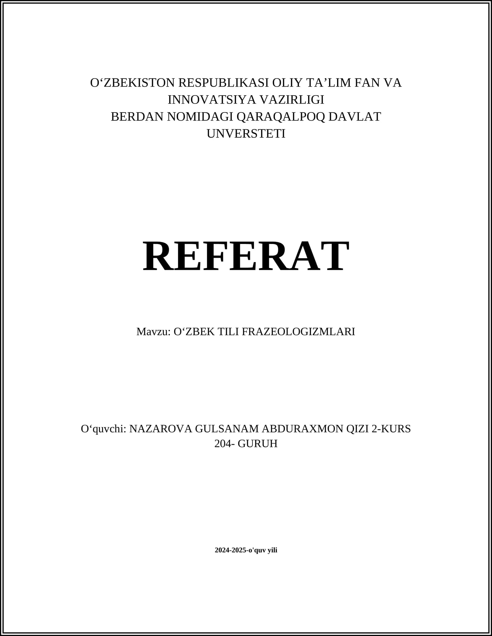 Oʻzbek tili frazeologizmlari