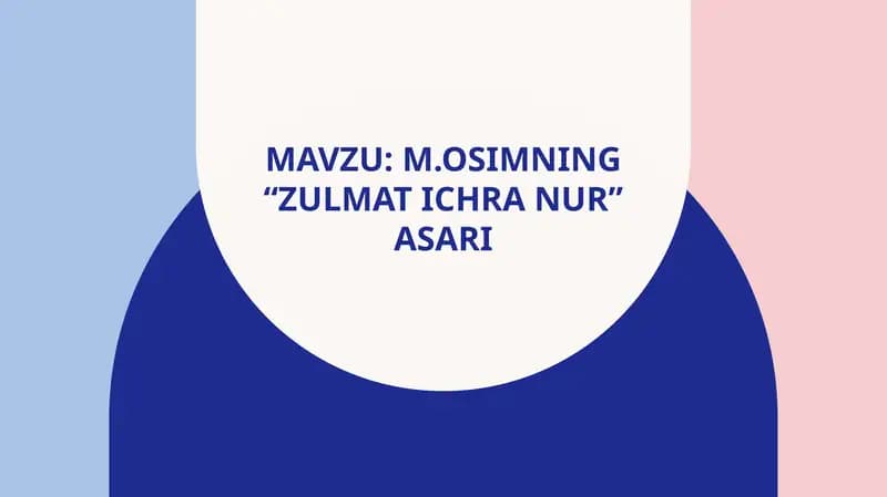 M.Osimning“zulmat ichra nur”asari