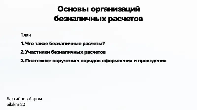 Основы организации безналичных расчетов