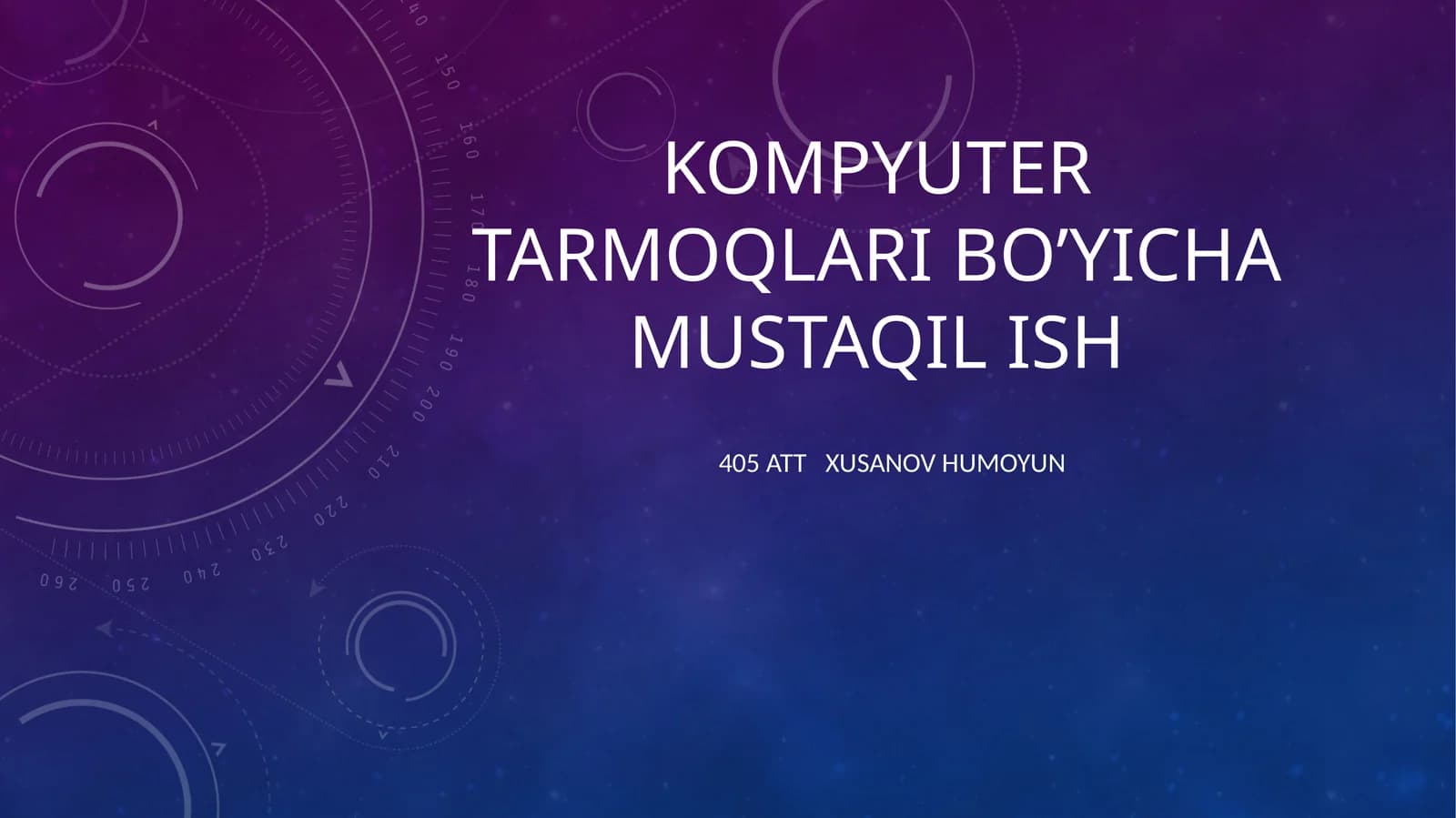 Kompyuter Tarmoqlari bo'yicha Mustaqil Ish
