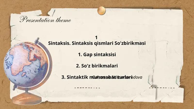 Sintaksis. Sintaksis qismlari So'zbirikmasi