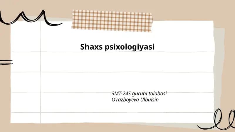 Shaxs psixologiyasi